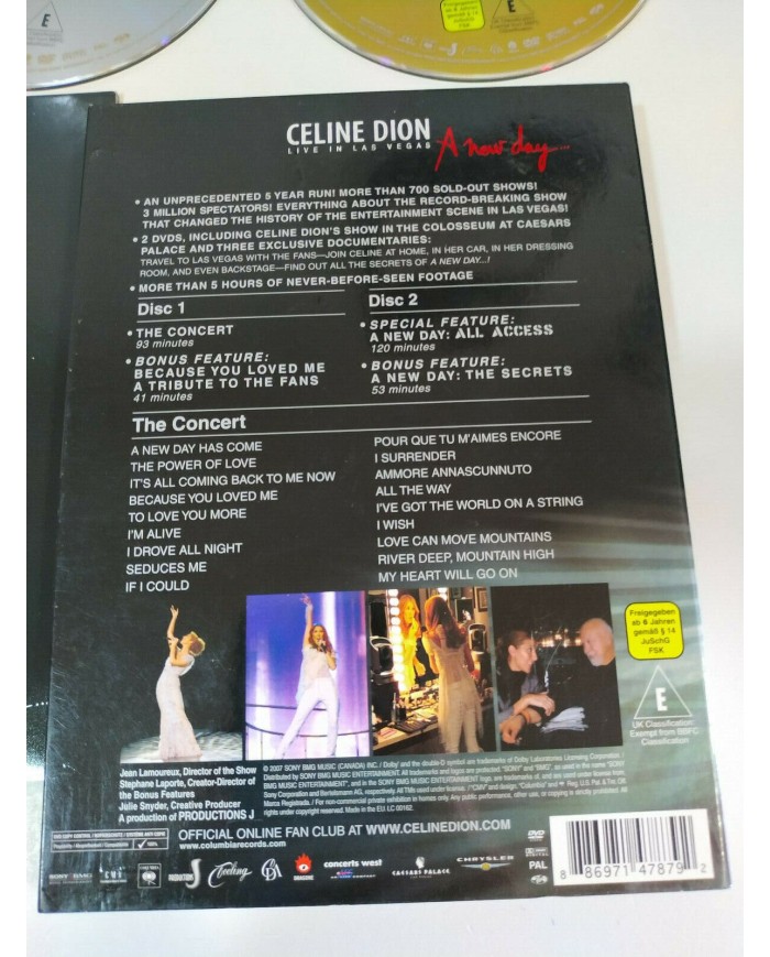 Celine Dion Live in Las Vegas A New Day Dragone - 2 x DVD All Regions Am