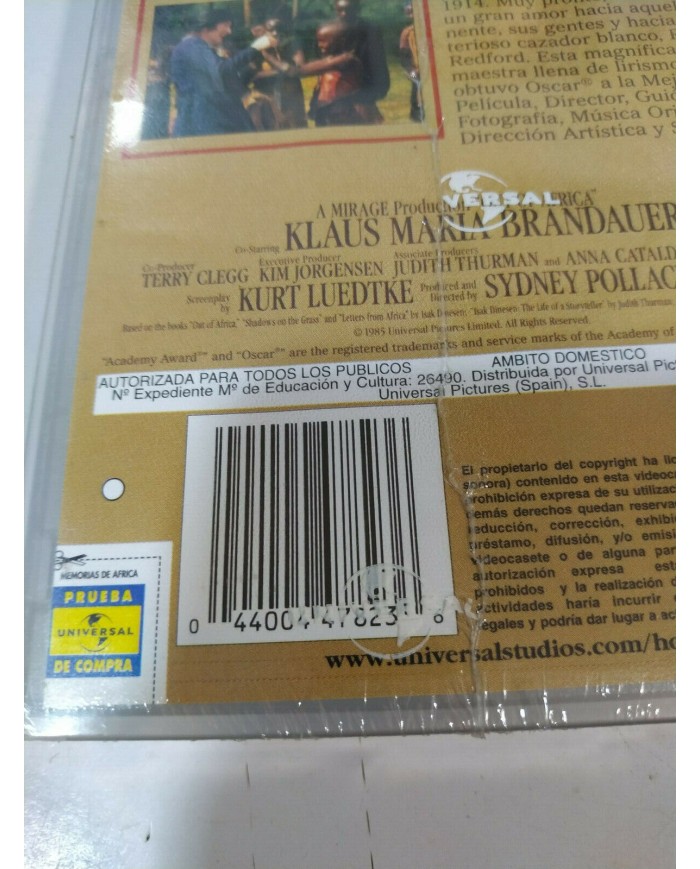 Memorias de Africa Robert Redford Meryl Streep Pollack VHS Espa?ol Nueva 3T
