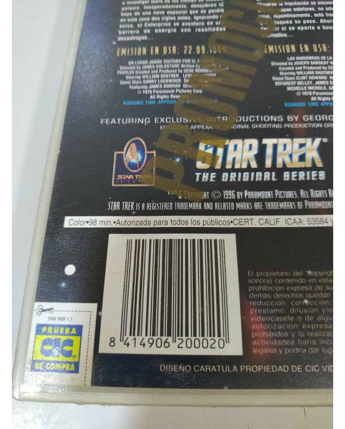 Star Trek The Original Series 2 Episodios - VHS Cinta Tape Espa?ol Promo T2