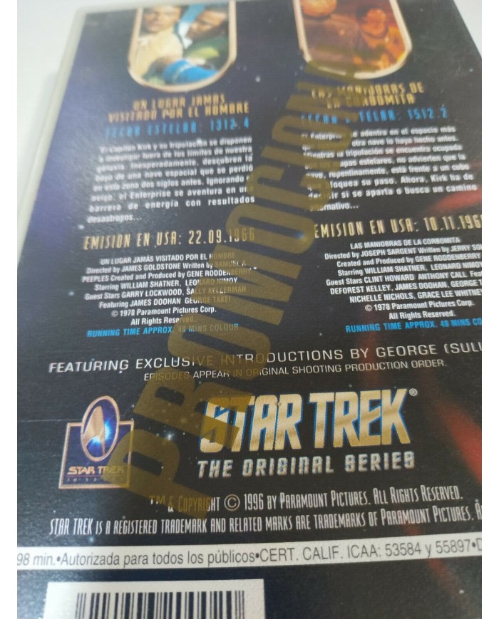 Star Trek The Original Series 2 Episodios - VHS Cinta Tape Espa?ol Promo T2