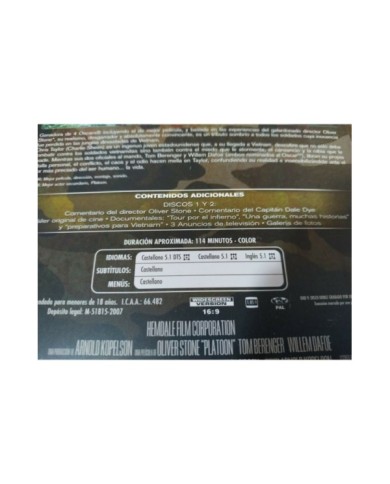Platoon Oliver Stone Willem Dafoe Sheen - 2 x DVD Steelbook Espa?ol English - 3T Platoon Oliver Stone Willem Dafoe Sheen - 2 x DVD Steelbook Espa?ol English - 3T