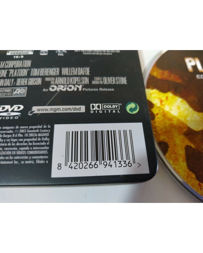 Platoon Oliver Stone Willem Dafoe Sheen - 2 x DVD Steelbook Espa?ol English - 3T
