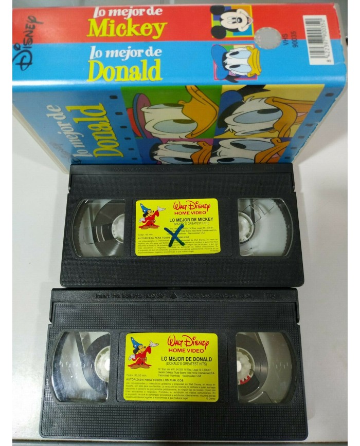 Lo Mejor de Mickey Donald Walt Disney - Doble 2 x VHS Cinta Tape Castellano - 2T