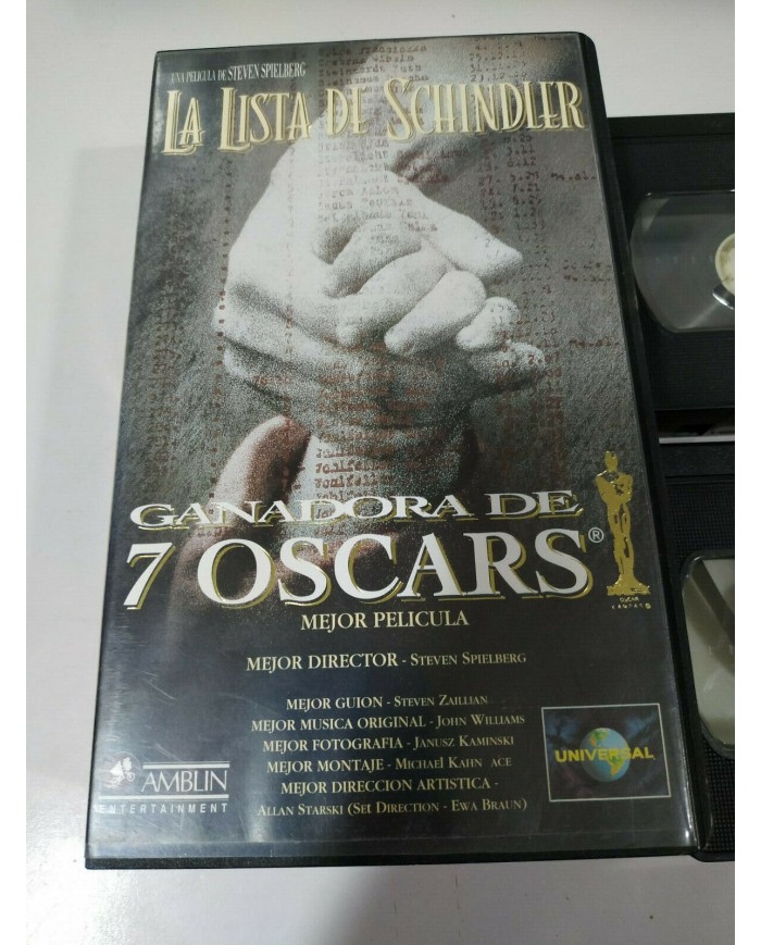 La Lista de Schindler Steven Spielberg Liam Neeson 2 x VHS Cinta Tape Espa?ol 3T