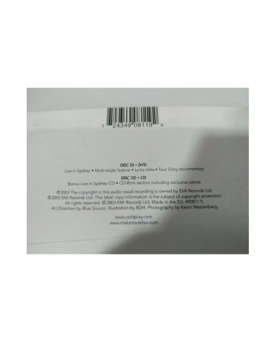 DVD COLDPLAY LIVE 2003 - CD + DVD - Edicion Especial Sydney - AM