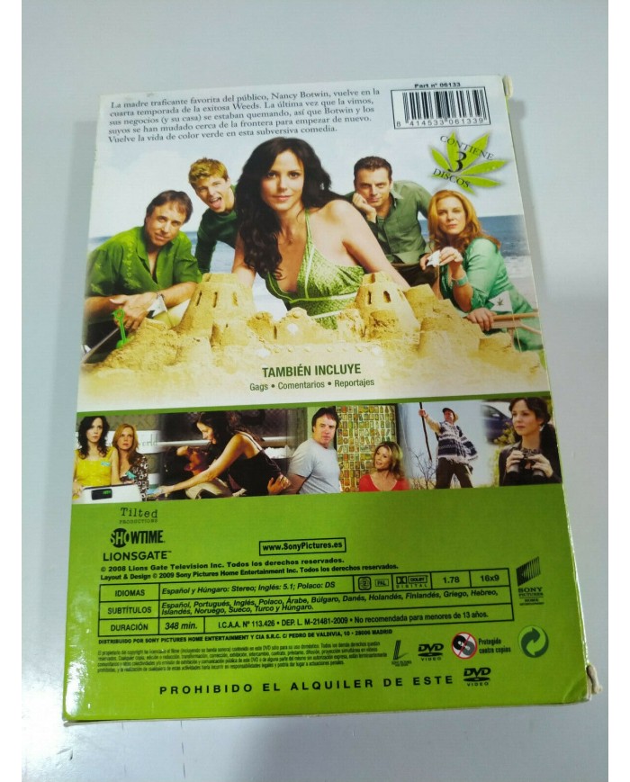 Weeds Temporada 4 Completa DVD Mary-Louise Parker Hunter Parrish 3 x DVD - 3T