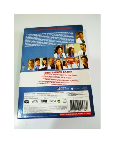 Anatomia de Grey Tercera Temporada 3 Completa - 7 x DVD Espa?ol Ingles - 3T
