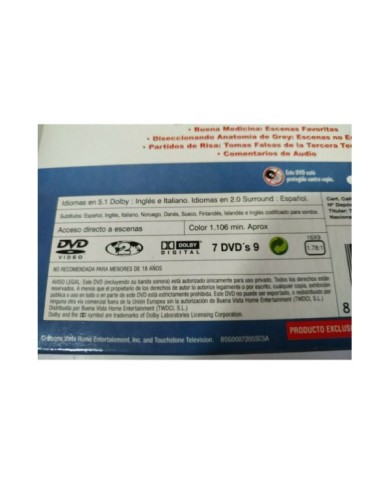 Anatomia de Grey Tercera Temporada 3 Completa - 7 x DVD Espa?ol Ingles - 3T