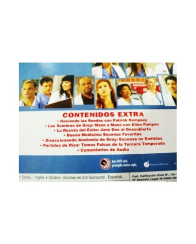 Anatomia de Grey Tercera Temporada 3 Completa - 7 x DVD Espa?ol Ingles - 3T