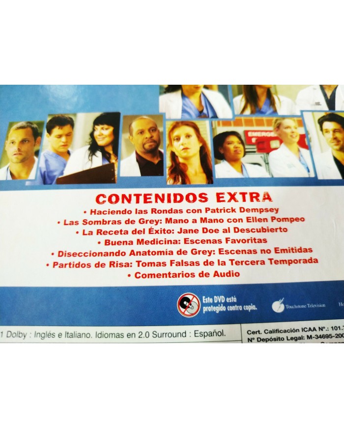 Anatomia de Grey Tercera Temporada 3 Completa - 7 x DVD Espa?ol Ingles - 3T