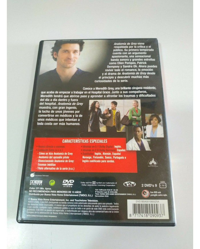 Anatomia de Grey Primera Temporada 1 Completa - 2 x DVD Espa?ol Ingles - 3T