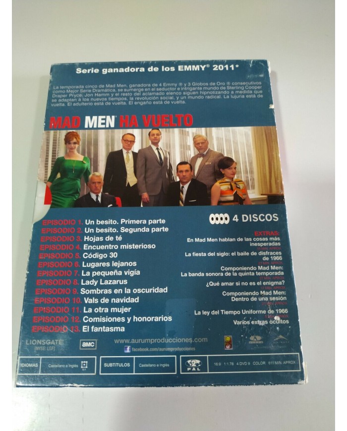 Mad Men Quinta Temporada 5 Completa - 4 x DVD Espa?ol Ingles - 3T