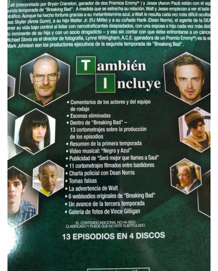 Breaking Bad Segunda Temporada 2 Completa - 4 x DVD Espa?ol Ingles - 3T