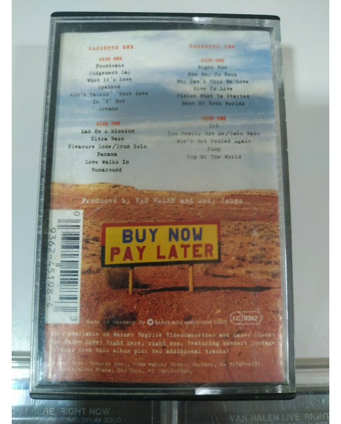 Van Halen Right Here Right Now German Edition - 2 x Cinta Tape Cassette - 3T