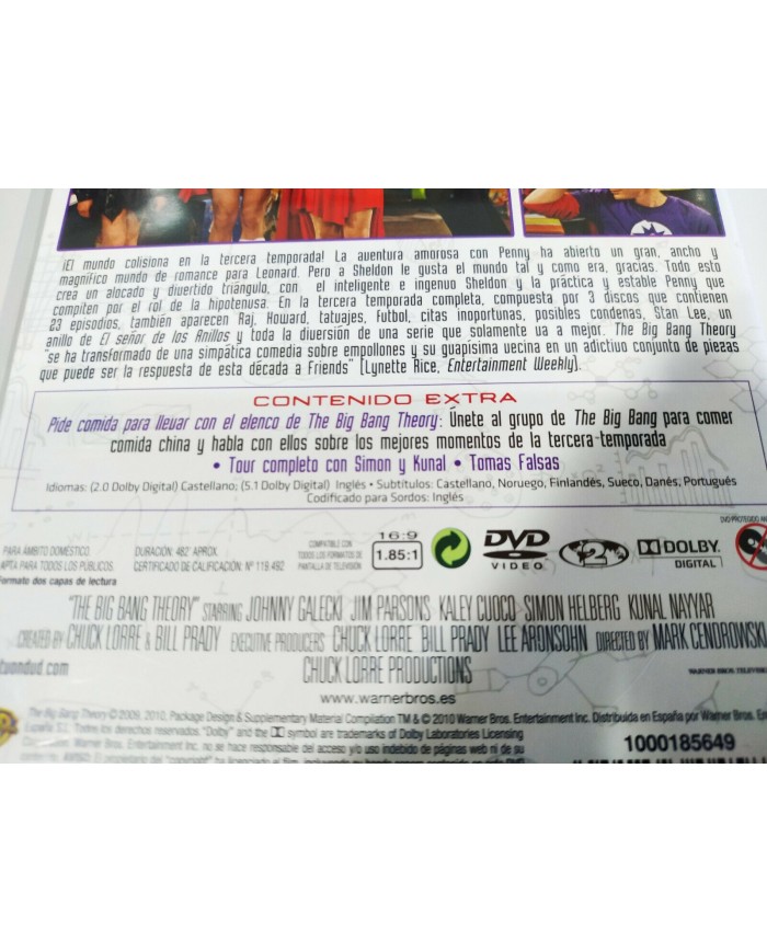The Big Bang Theory Tercera Temporada 3 Completa - 3 x DVD Espa?ol Ingles - 3T
