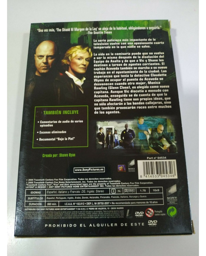 The Shield Cuarta Temporada 4 Completa - 4 x DVD Espa?ol Ingles - 3T