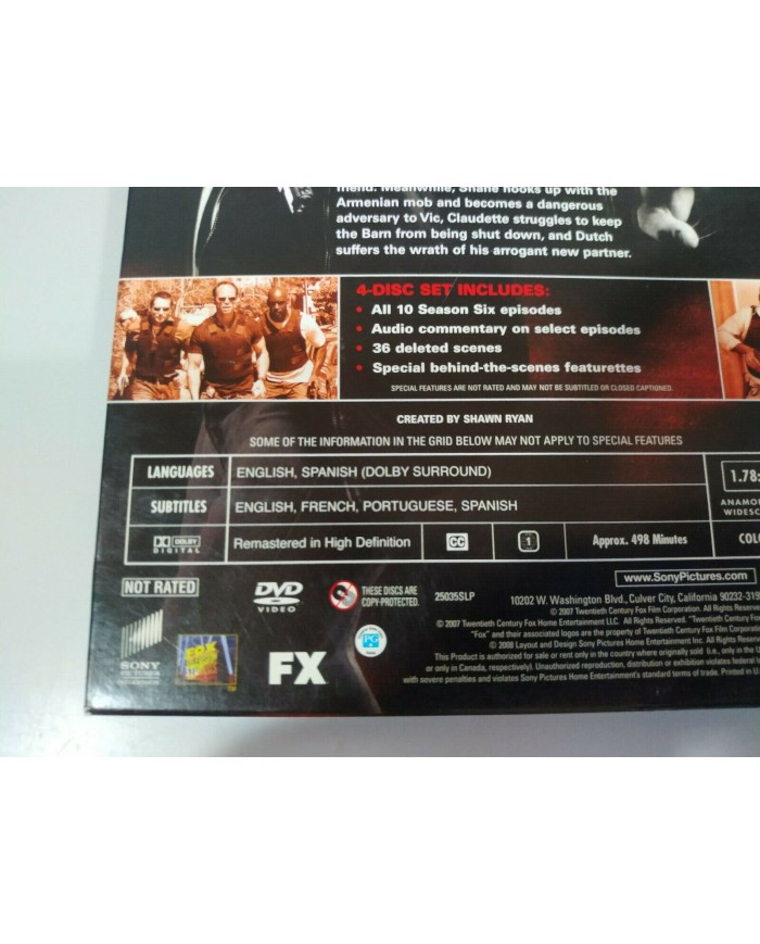 The Shield Sexta Temporada 6 Completa - 4 x DVD Espa?ol Ingles - 3T