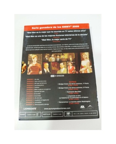 Mad Men Tercera Temporada 3 Completa - 4 x DVD Espa?ol Ingles - 3T