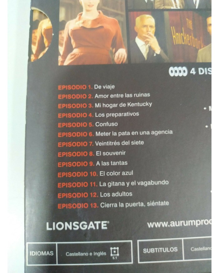 Mad Men Tercera Temporada 3 Completa - 4 x DVD Espa?ol Ingles - 3T