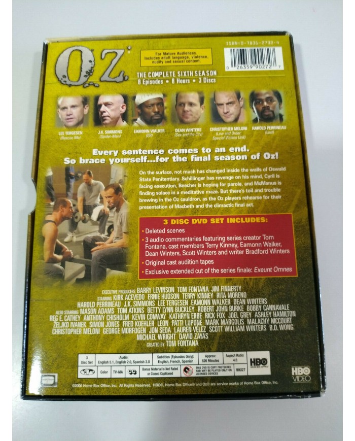 Oz Sexta Temporada 6 Completa - 3 x DVD Espa?ol Ingles Region 1 - 3T