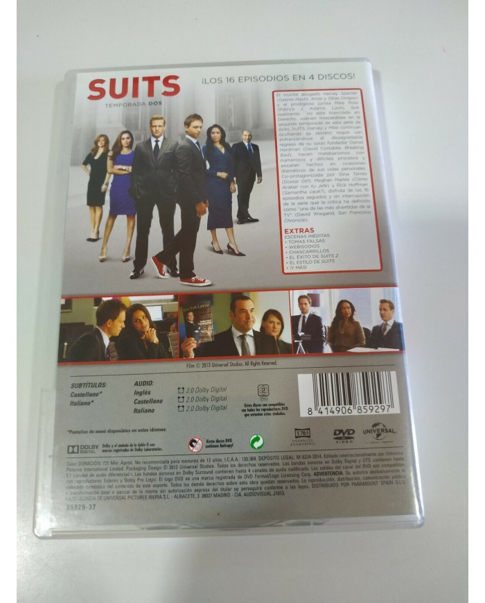 Suits Segunda Temporada 2 Completa - 4 x DVD Espa?ol Ingles - 3T