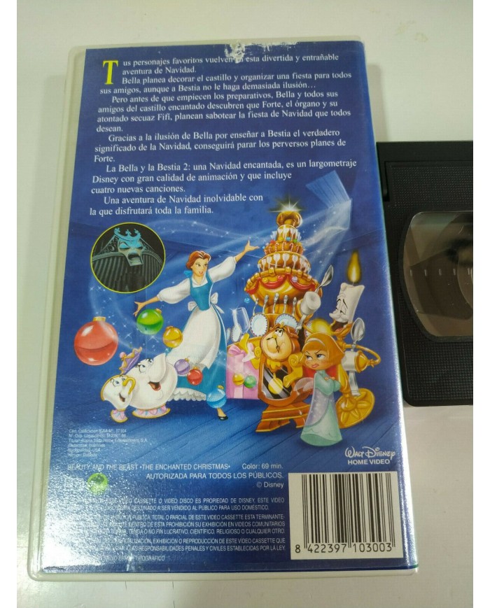 La Bella y la Bestia 2 Navidad Encantada Disney - VHS Cinta Tape Espa?ol - 4T