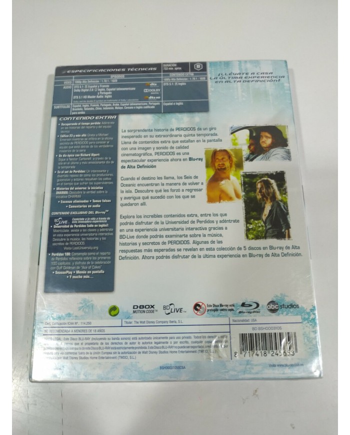 Perdidos Lost Quinta Temporada 5 Completa Ampliada Blu-Ray Espa?ol Ingles - 3T