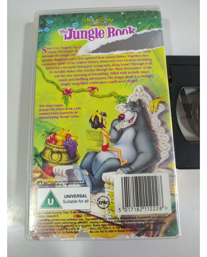 The Jungle Book Walt Disney Classics - VHS Cinta Tape Inglers - 4T