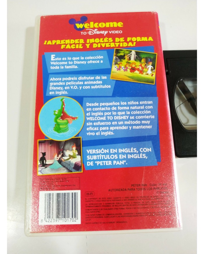 Peter Pan Walt Disney - VHS Cinta Tape Ingles con Subtitulos en Ingles - 4T