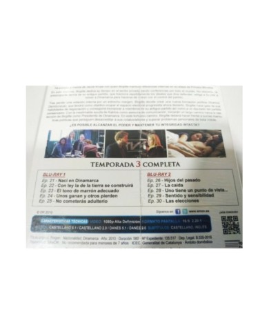 Borgen Tercera Temporada 3 Completa - Blu-Ray Espa?ol Danes Ingles Nueva - 3T