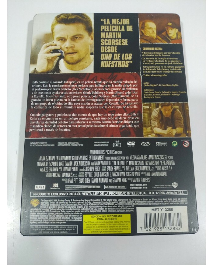 Infiltrados Leonardo DiCaprio Steelbook DVD + Extras Espa?ol English - 3T