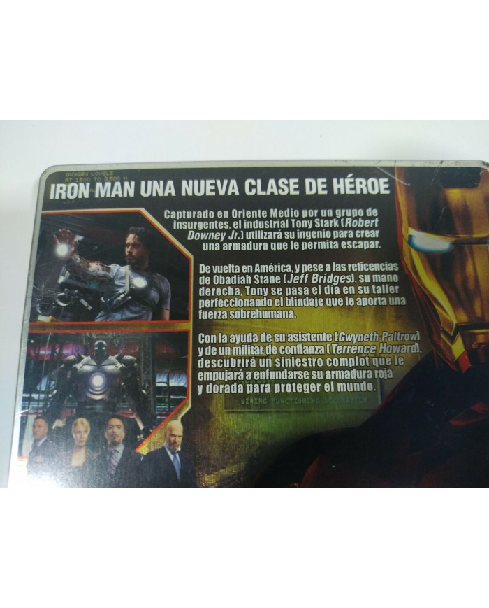 Iron Man Robert Downey Jr Marvel Steelbook DVD + Extras Espa?ol Ingles - 3T