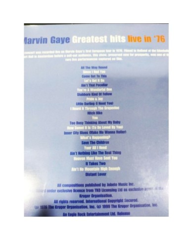 Marvin Gaye Greatest Hits Live in 76 Filmed in Holland - Region All DVD - 2T