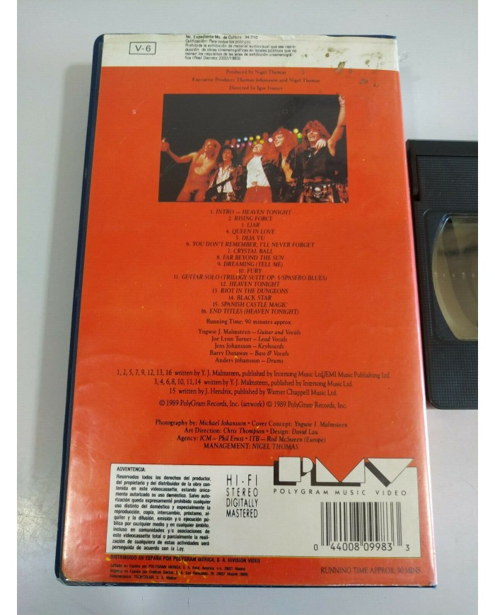 Yngwie J Maslmsteen Trial By Fire Live in Leningrad 1989 - VHS Cinta Tape - 4T