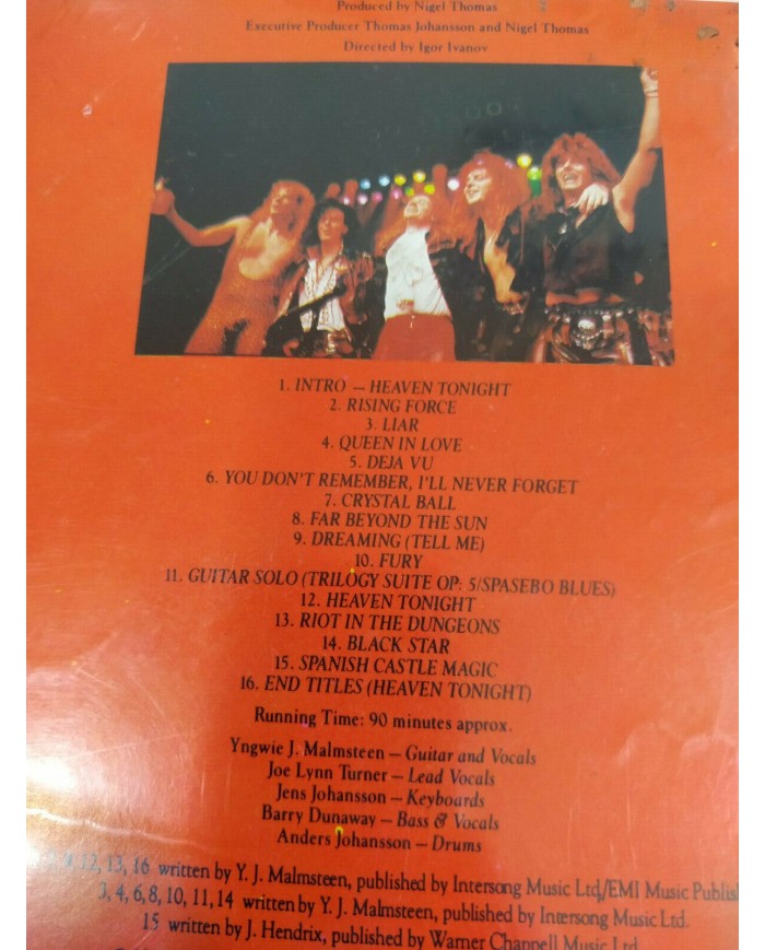 Yngwie J Maslmsteen Trial By Fire Live in Leningrad 1989 - VHS Cinta Tape - 4T