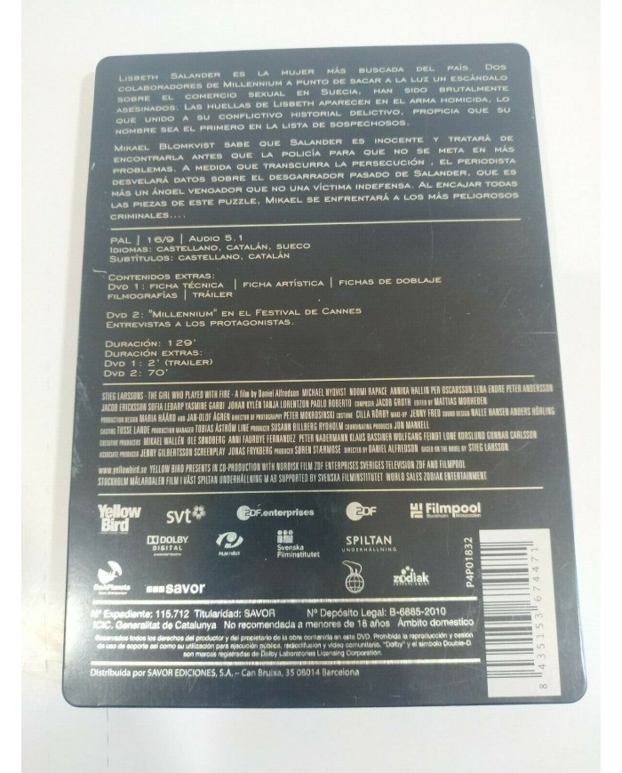 Millenium 2 Chica So?aba Cerilla Steelbook DVD + Extras Espa?ol Sueco - 3T