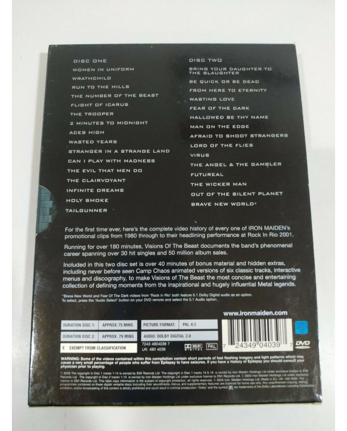 Iron Maiden Visions of the Beast Complete Video History - DVD Region 2 - 3T