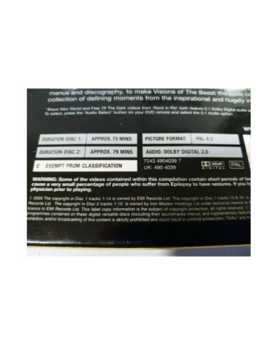 Iron Maiden Visions of the Beast Complete Video History - DVD Region 2 - 3T