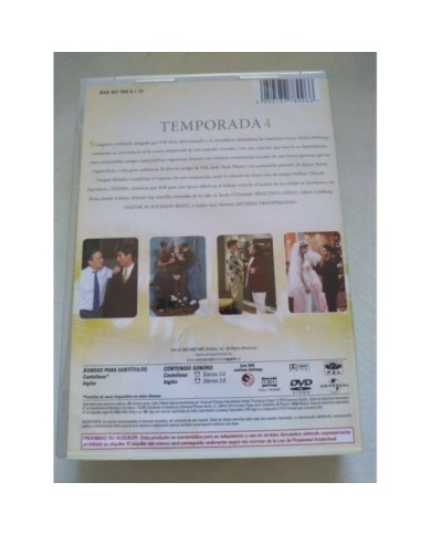 Will & Grace Cuarta Temporada 4 Completa - 3 x DVD Espa?ol Ingles Region 2 - 3T