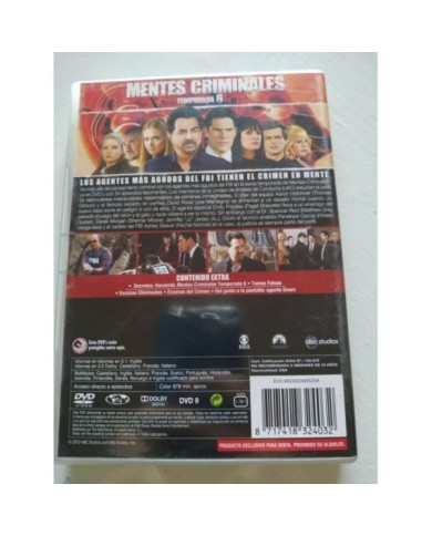Mentes Criminales Sexta Temporada 6 Completa - 6 x DVD Espa?ol Ingles - 3T