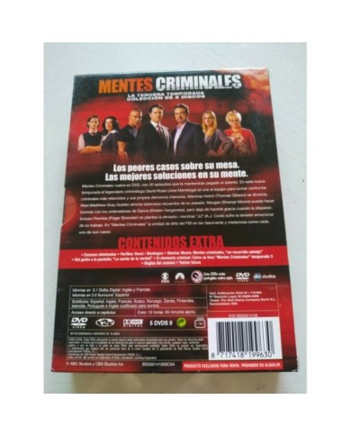 Mentes Criminales Tercera Temporada 3 Completa - 5 x DVD Espa?ol Ingles - 3T