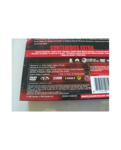 Mentes Criminales Tercera Temporada 3 Completa - 5 x DVD Espa?ol Ingles - 3T