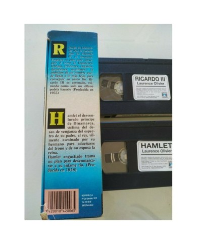 Laurence Olivier Hamlet + Ricardo III Shakespeare - 2 x VHS Espa?ol - 3T
