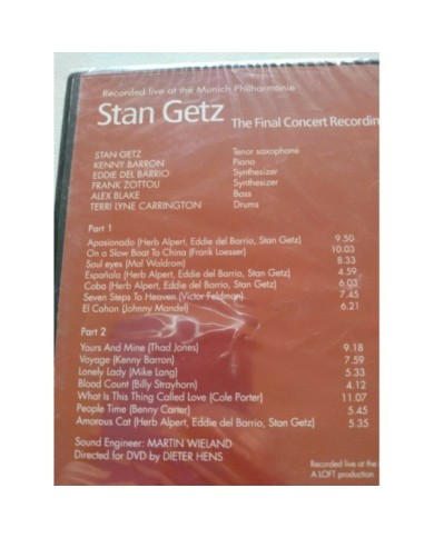 Stan Getz The Final Concert Recording Munich Jazz - DVD Region 2-5 Nuevo 2T