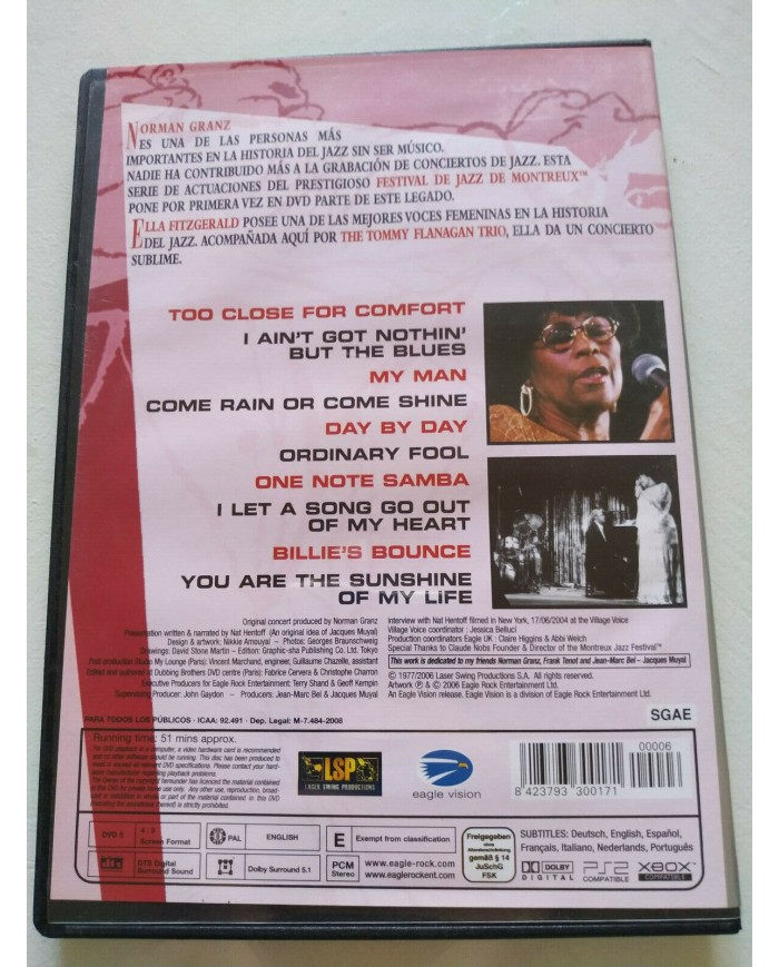 Ella Fitzgerald & The Tommy Flanagan Trio 77 Montreux Jazz - DVD Region All 2T