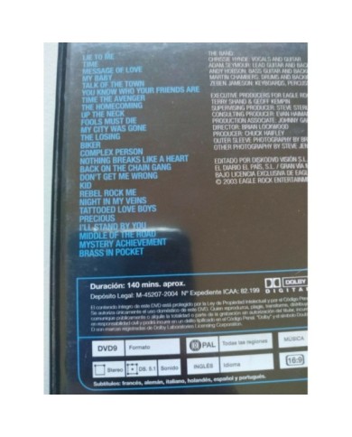 Pretenders Loose In L.A. Live Wiltern Theathre 2003 - DVD Region All