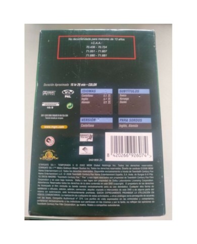 Stargate Sg 1 Temporada 5 Richard Dean - DVD Espa?ol Ingles Region 2 - 3T