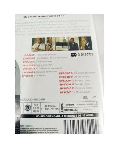 Mad Men Cuarta Temporada 4 Completa - Blu-Ray Espa?ol Ingles Region B - 3T