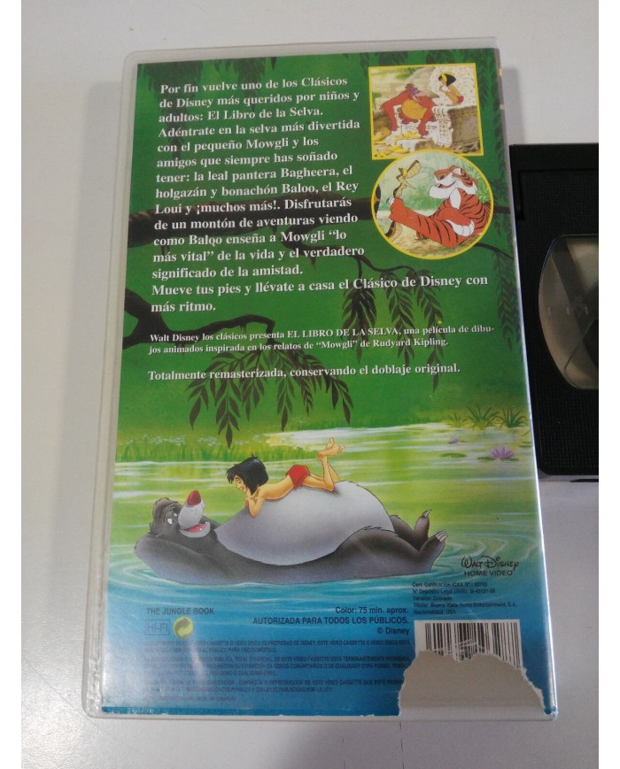 EL LIBRO DE LA SELVA LOS CLASICOS DE WALT DISNEY - VHS CINTA TAPE CASTELLANO 3T
