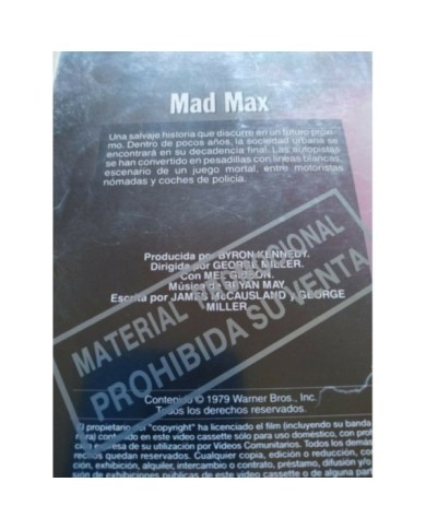 Mad Max Mel Gibson Bryan May Promo - VHS Cinta Tape Espa?ol - 3T